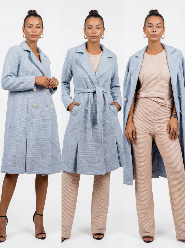 Skyline Tweed Wrap Coat