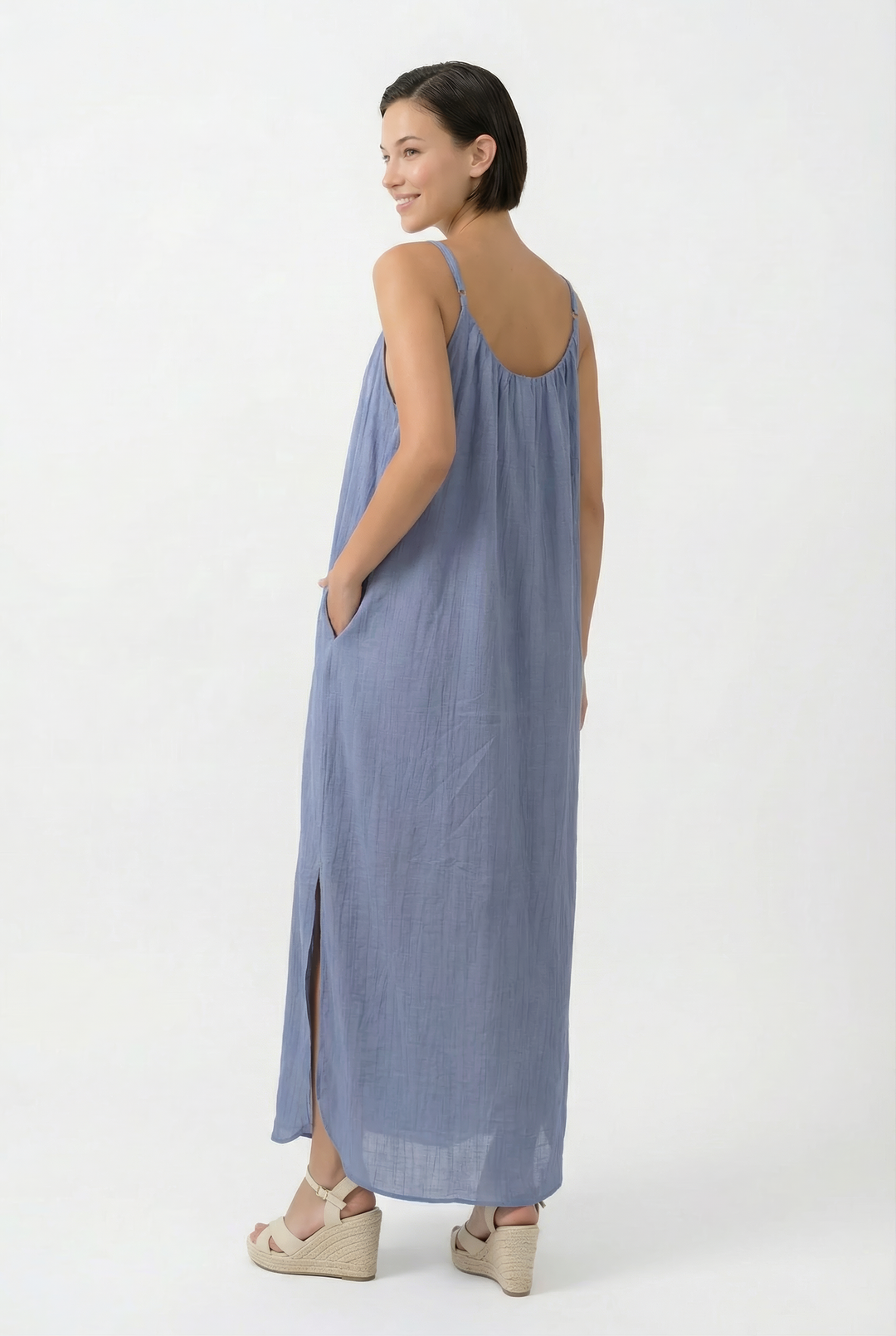 Light  Blue Rayon Summer Dress