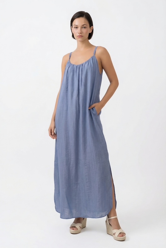 Light  Blue Rayon Summer Dress