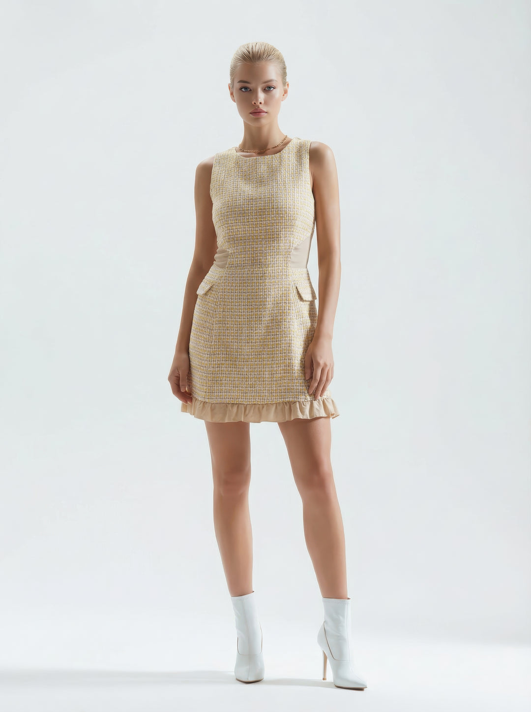 Yassi Yellow Tweed Mini Dress