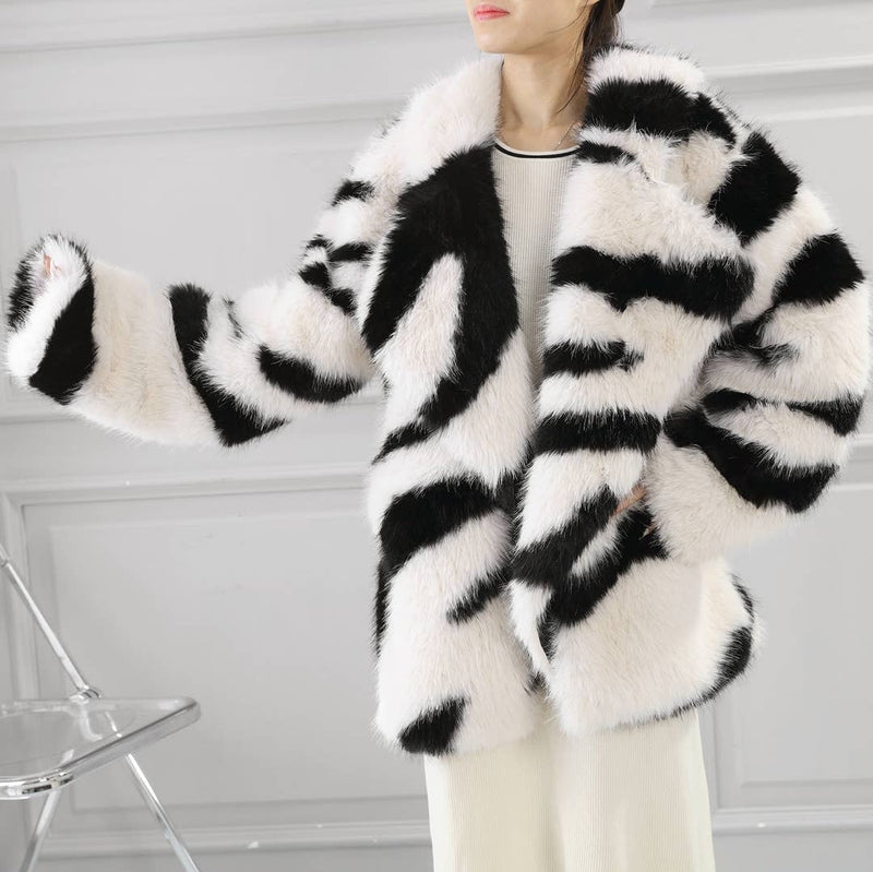 Black & White Faux Fur coat