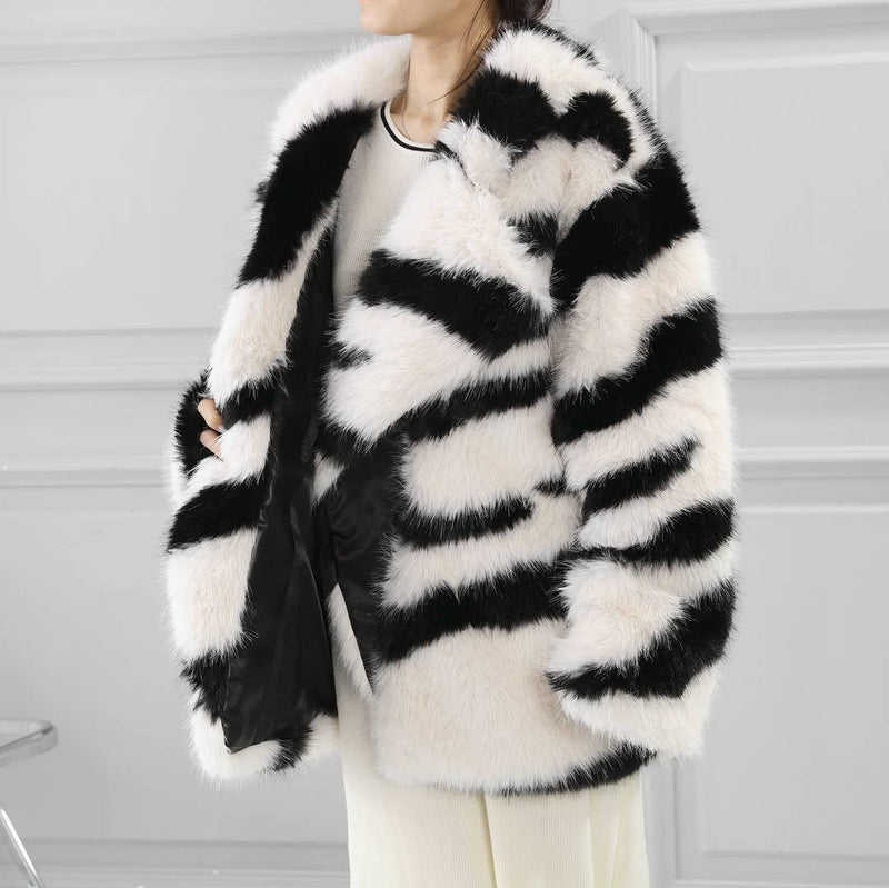 Black & White Faux Fur coat