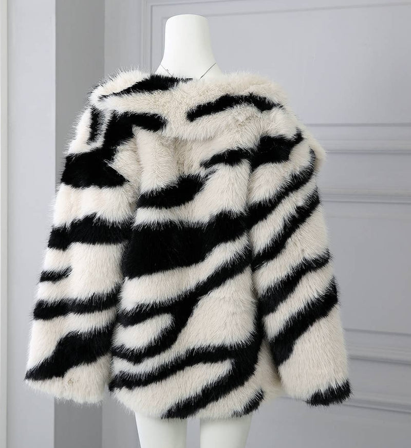 Black & White Faux Fur coat