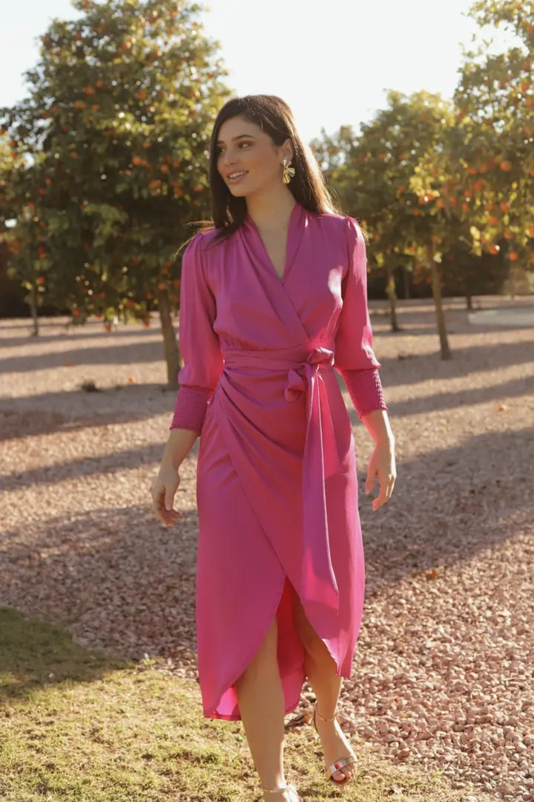 Fuchsia Luxe Wrap Dress