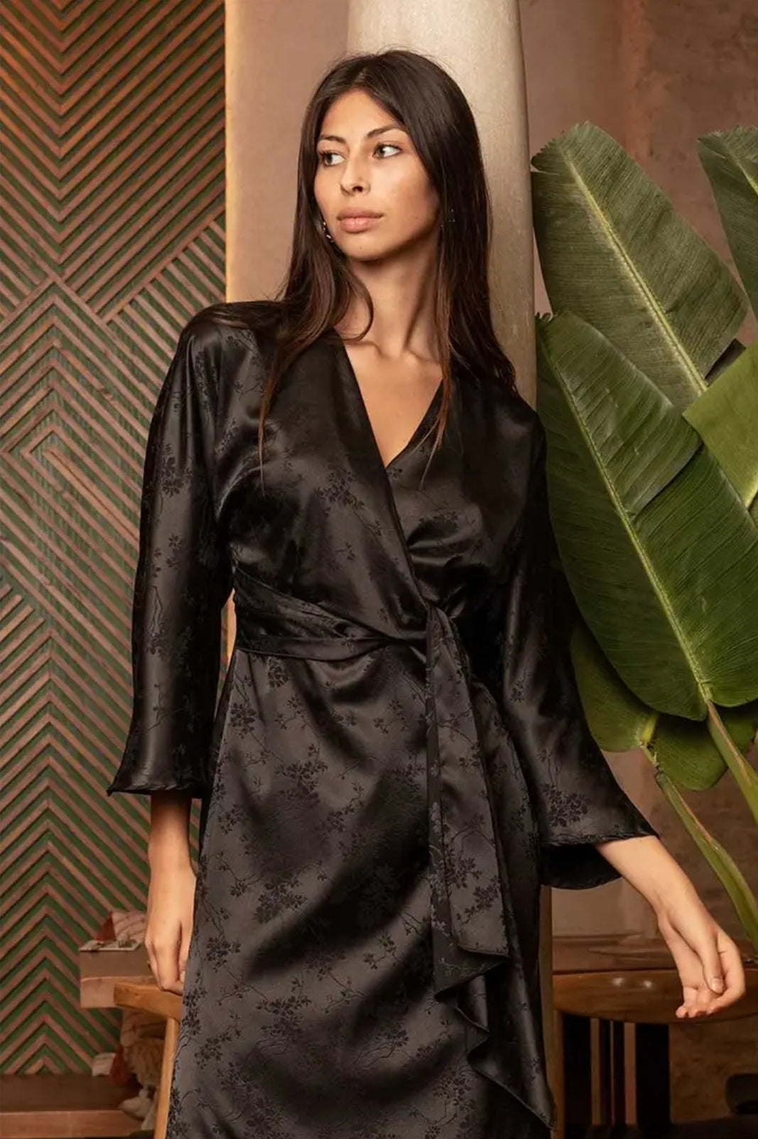 Noir Elegance Wrap Dress