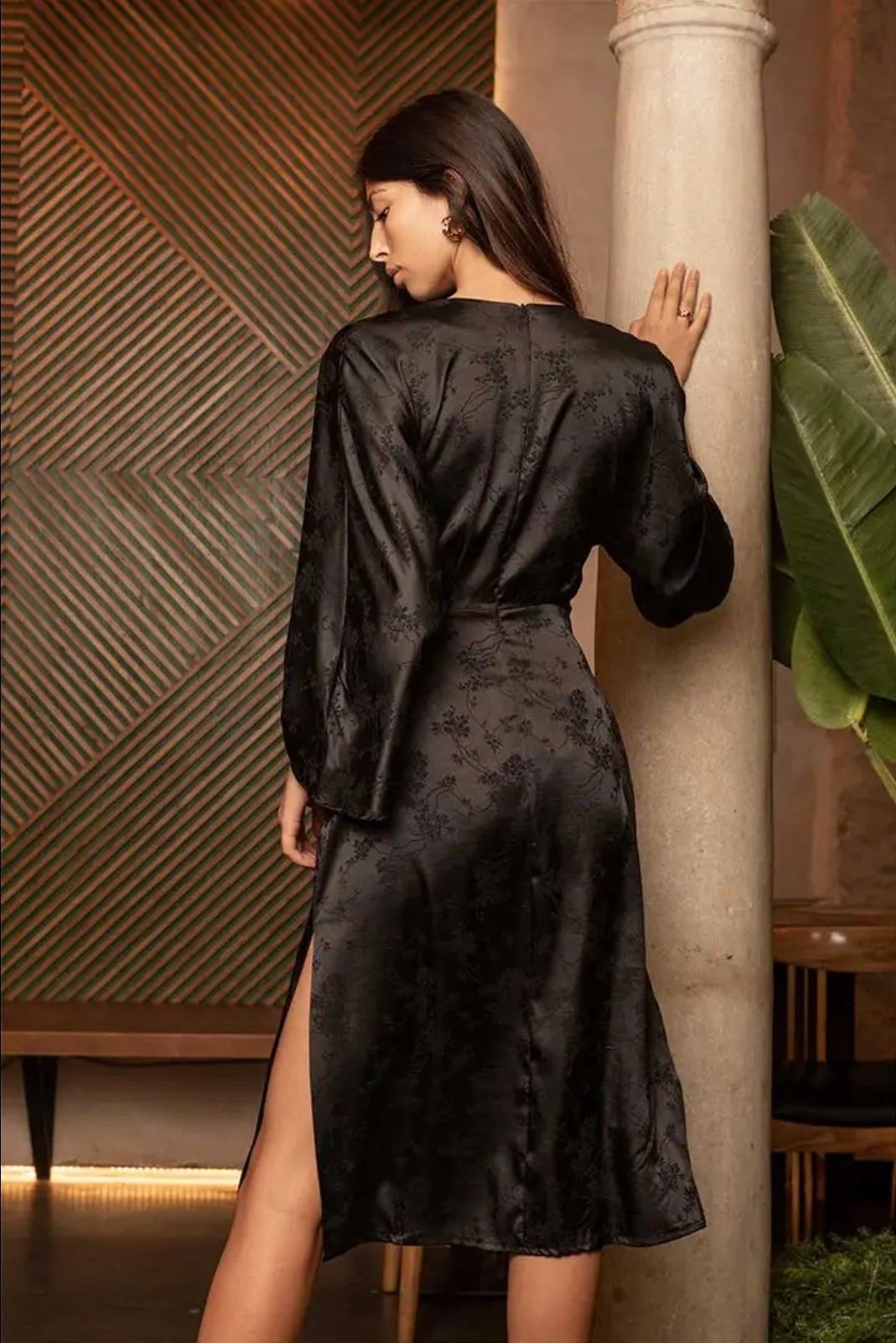 Noir Elegance Wrap Dress