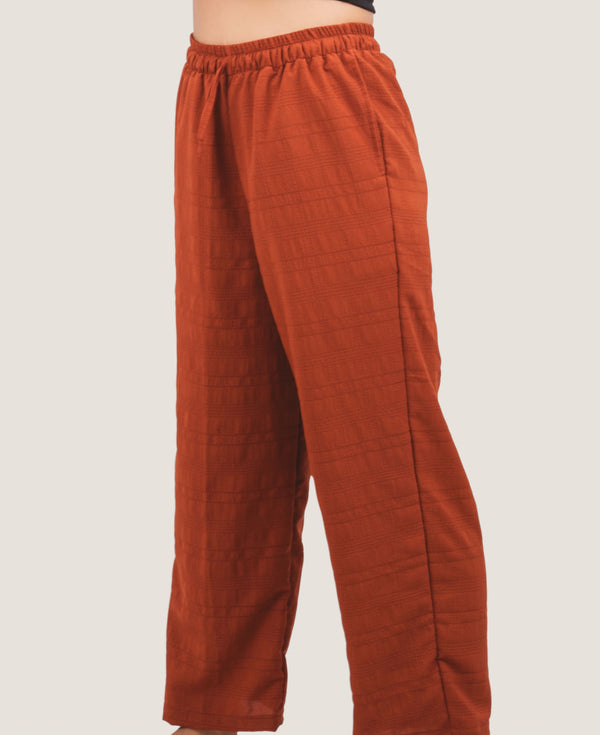 Pantaloni in garza di cotone arancione bruciato