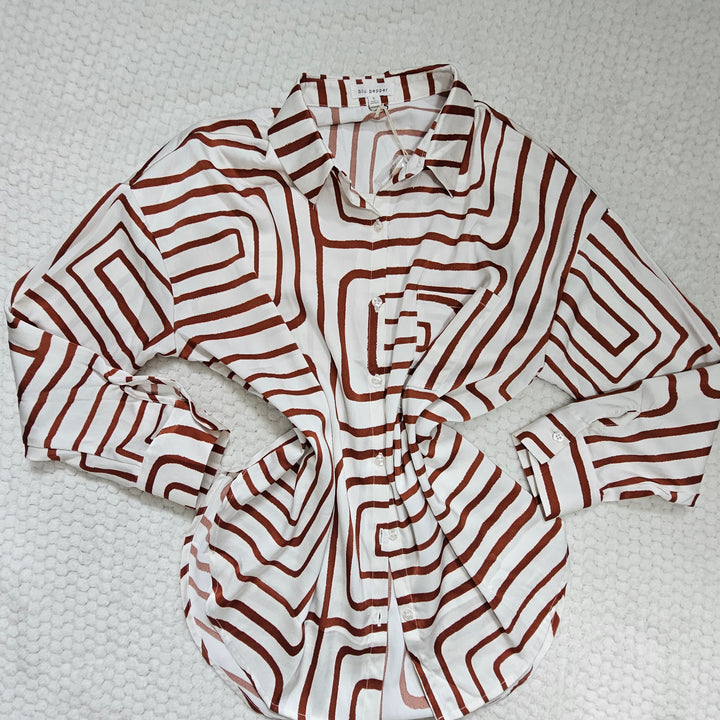 Abstract Print Button-Down Shirt