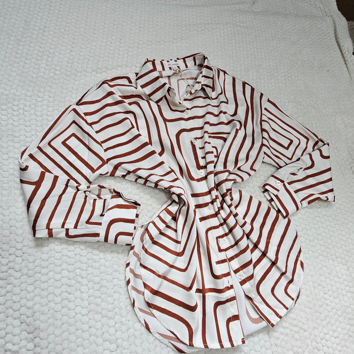 Abstract Print Button-Down Shirt