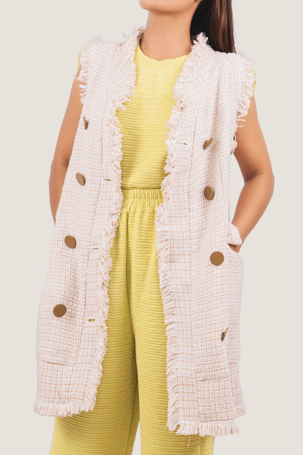 Cream Tweed Vest