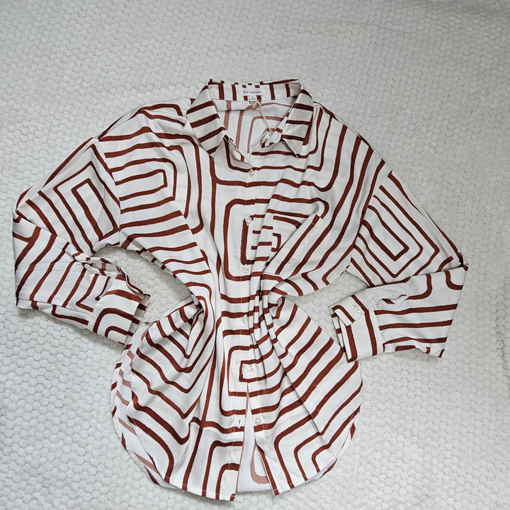 Abstract Print Button-Down Shirt