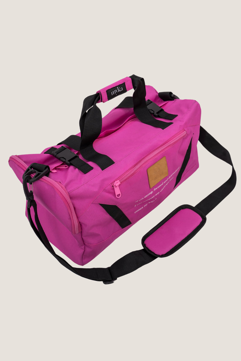 Pink and black motivation gym bag