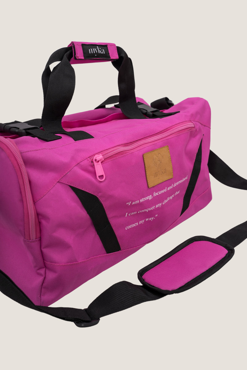 Pink and black motivation gym bag