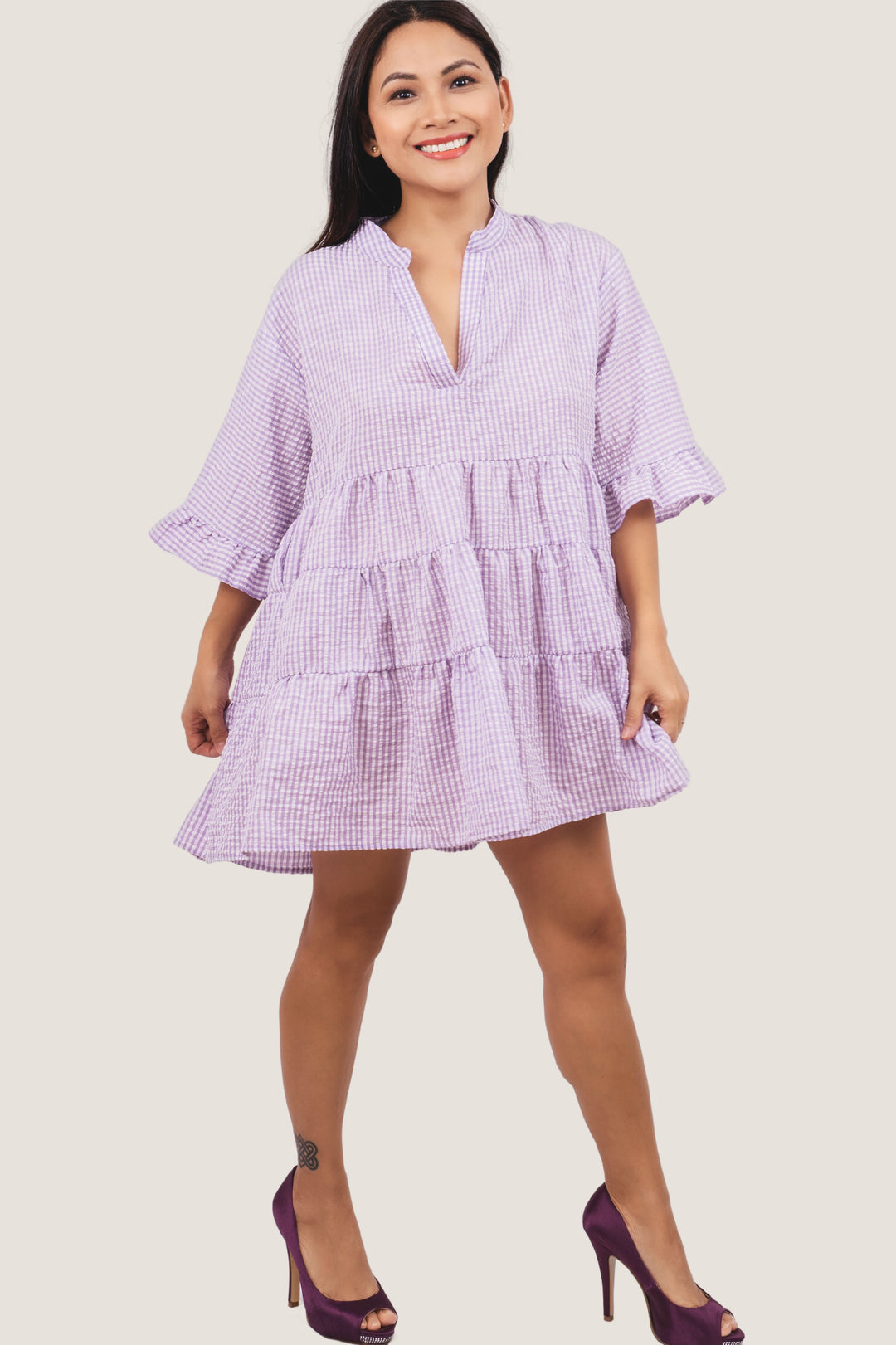 Evelyn lila Puppenkleid