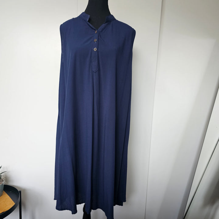Navy Sleeveless Cotton Summer Dress