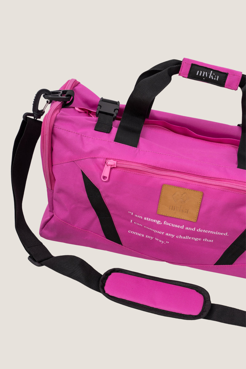 Pink and black motivation gym bag