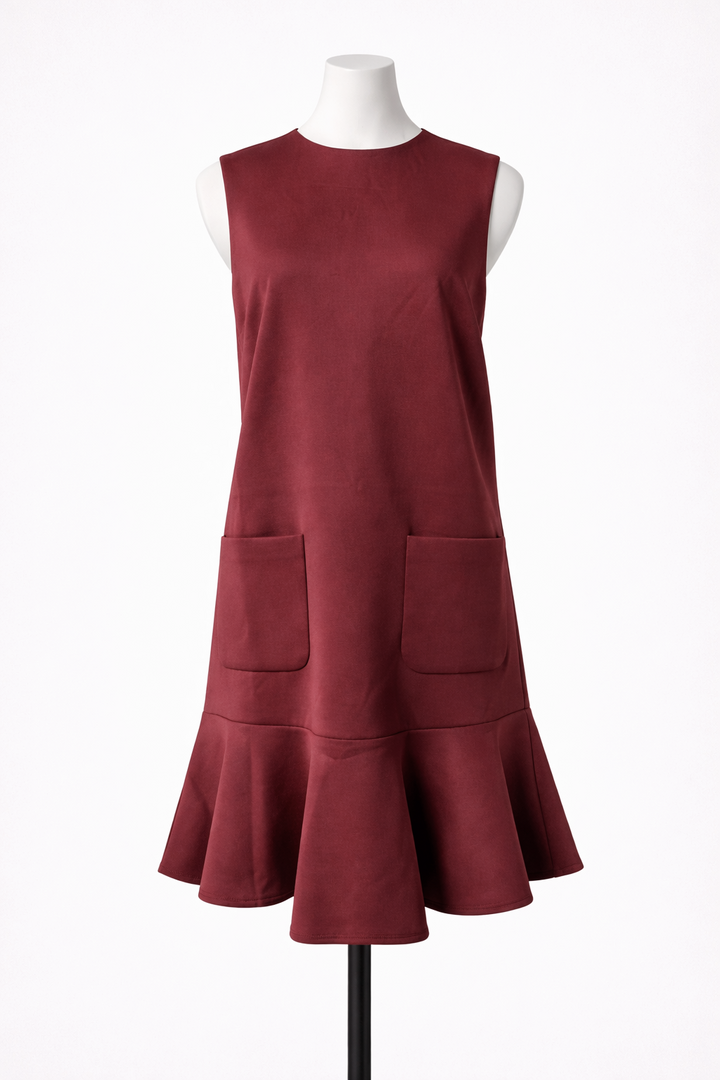 Burgundy Sleeveless Flare Dress – Size S