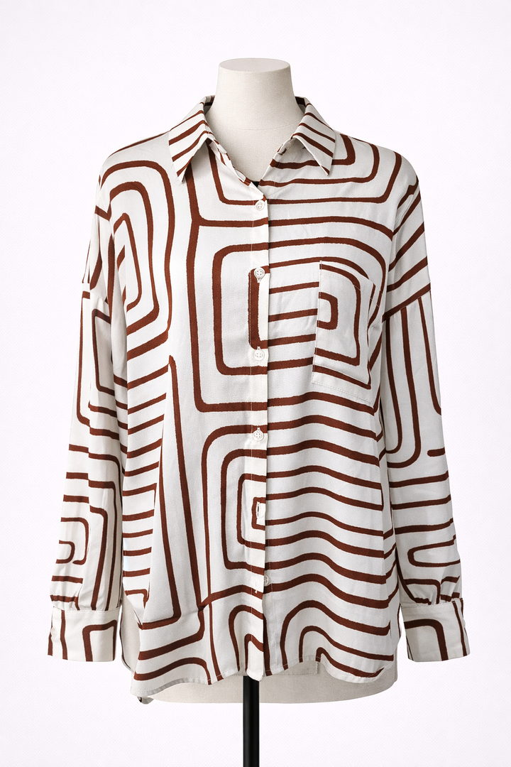 Abstract Print Button-Down Shirt