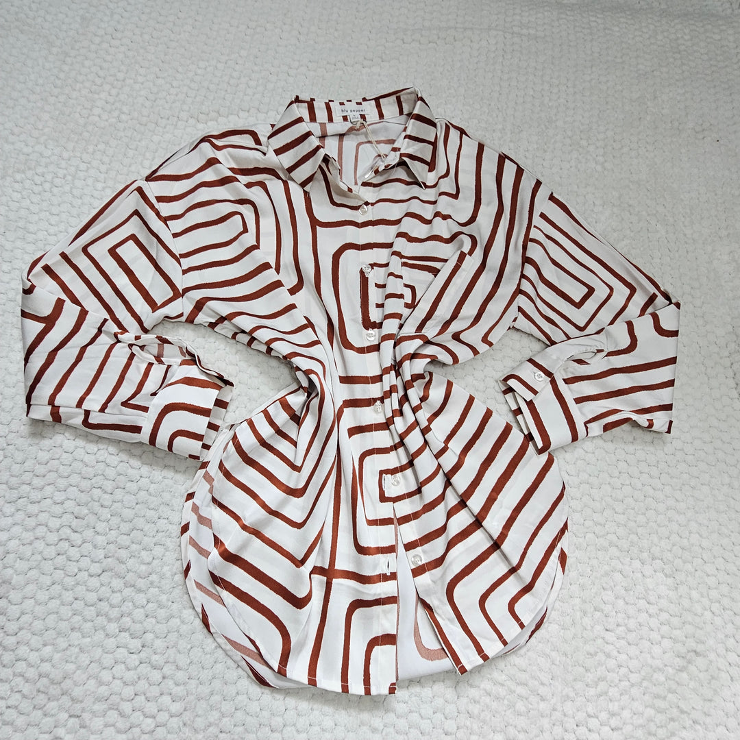 Abstract Print Button-Down Shirt
