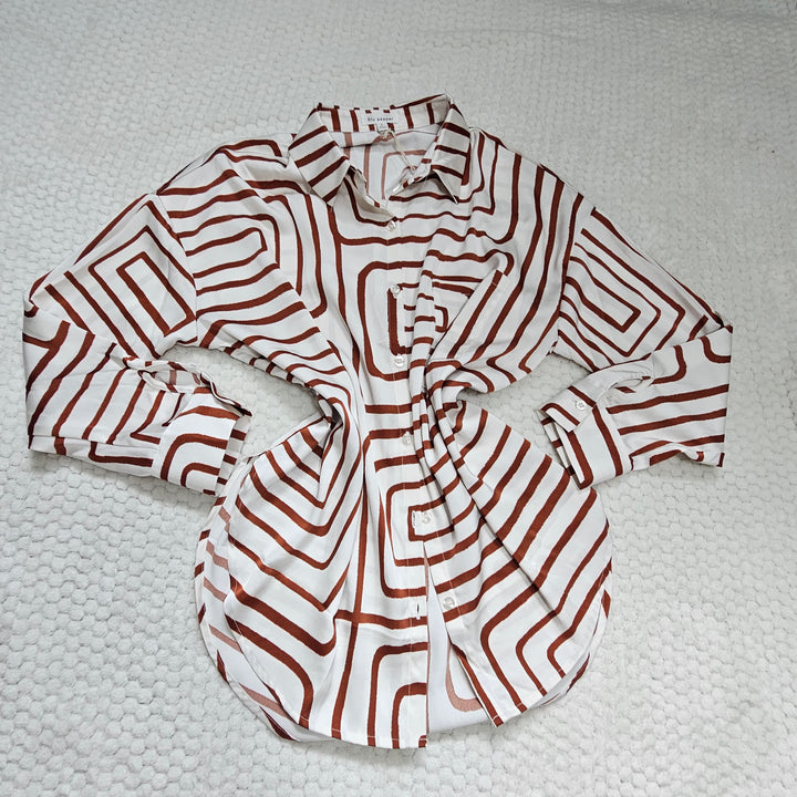 Abstract Print Button-Down Shirt